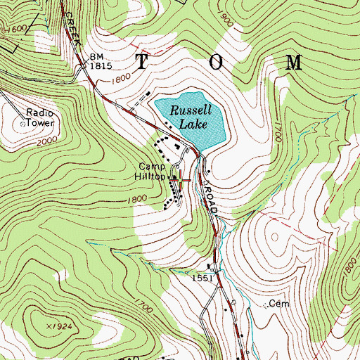 Topographic Map of Camp Hilltop, NY