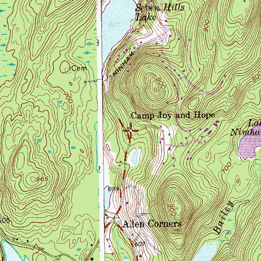 Topographic Map of Camp Joy and Hope, NY
