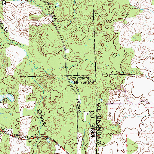 Topographic Map of Camp Merrie Mill, NY