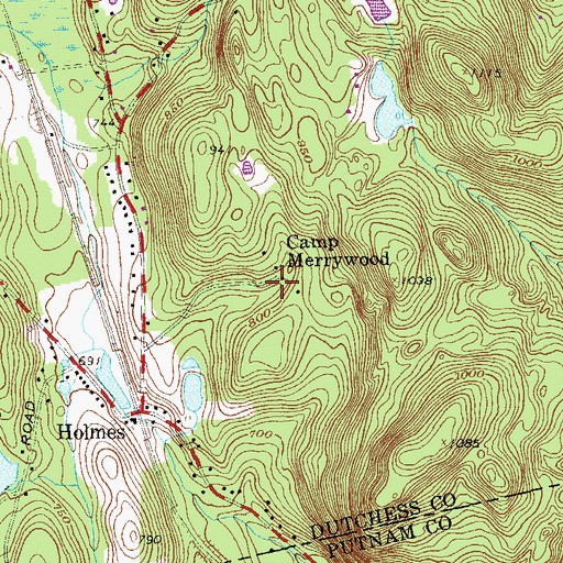 Topographic Map of Camp Merrywood, NY