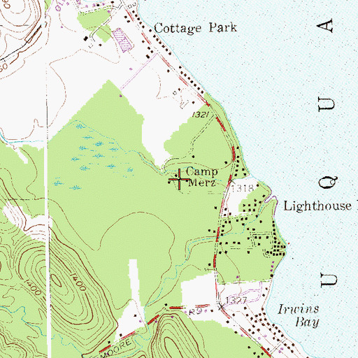 Topographic Map of Camp Merz, NY