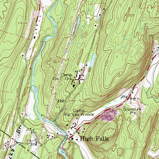 Topographic Map of Camp On-Ti-Ora, NY