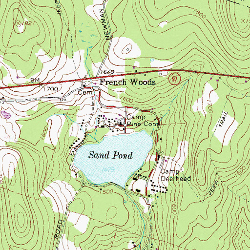 Topographic Map of Camp Pine Cone, NY