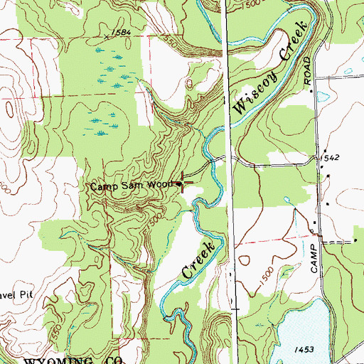 Topographic Map of Camp Sam Wood, NY