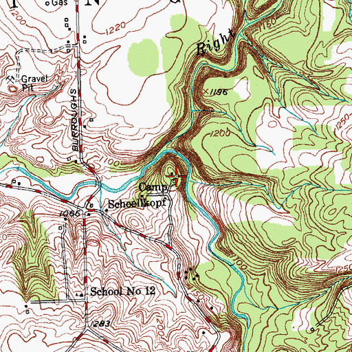 Topographic Map of Camp Schoellkopf, NY