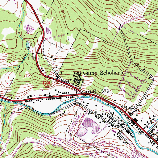 Topographic Map of Camp Schoharie, NY