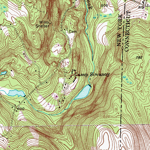 Topographic Map of Camp Siwanoy, NY