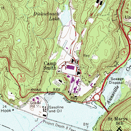 Topographic Map of Camp Smith, NY