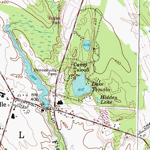 Topographic Map of Camp Talooli, NY