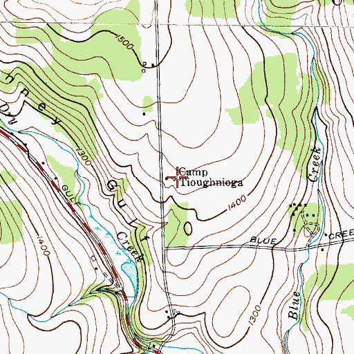 Topographic Map of Camp Tioughnioga, NY