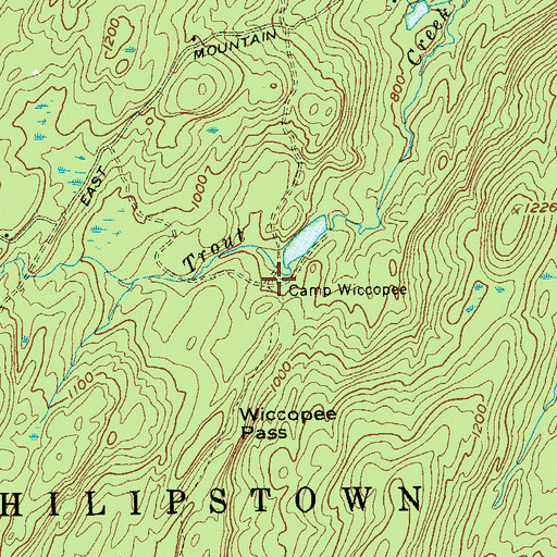 Topographic Map of Camp Wiccopee, NY