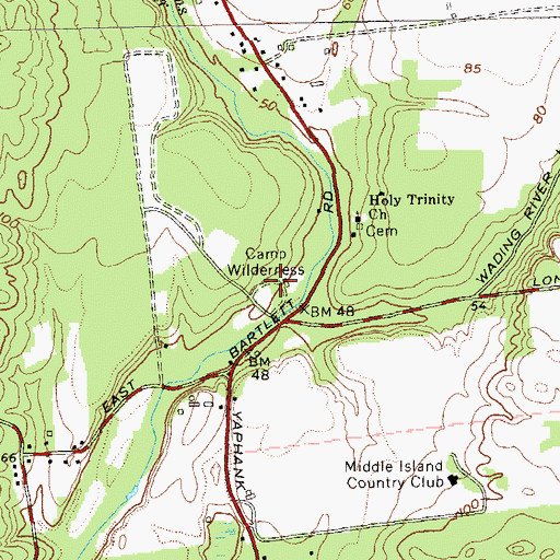 Topographic Map of Camp Wilderness, NY