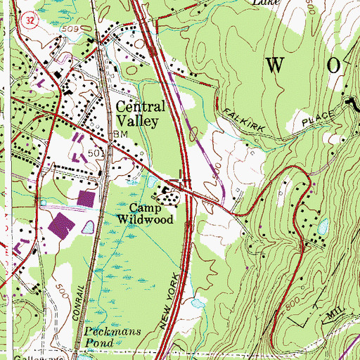 Topographic Map of Camp Wildwood, NY