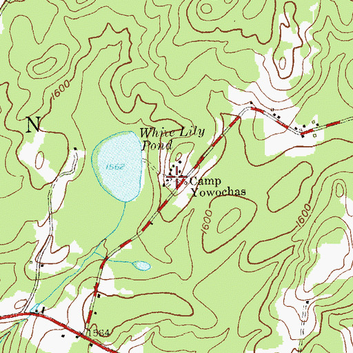 Topographic Map of Camp Yowochas, NY