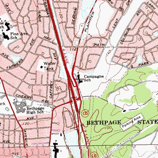 Topographic Map of Charles Campagne School, NY