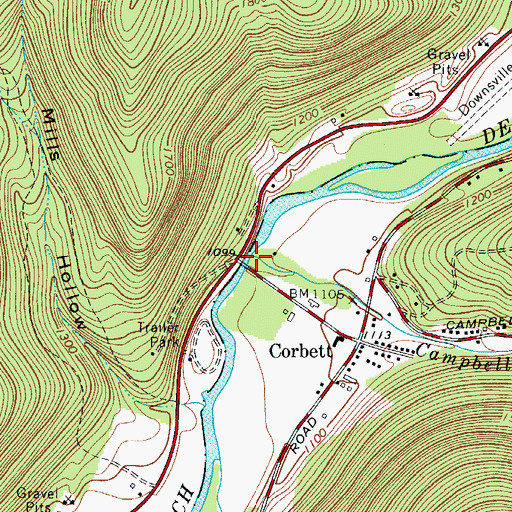 Topographic Map of Campbell Brook, NY