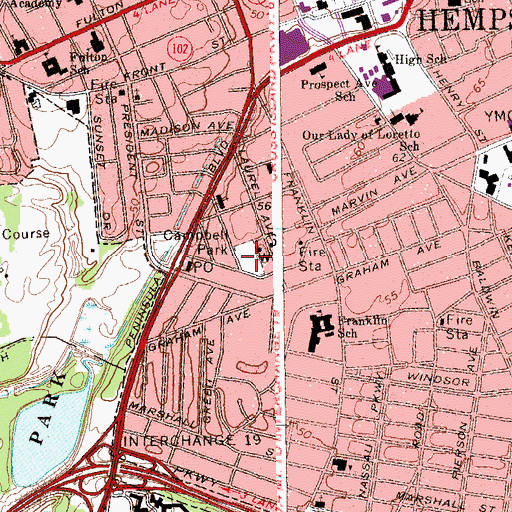 Topographic Map of Campbell Park, NY