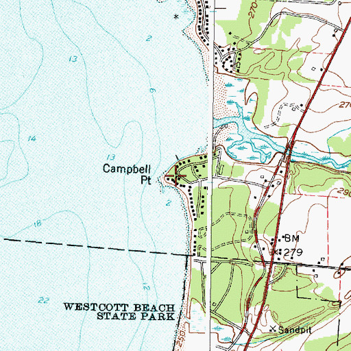 Topographic Map of Campbell Point, NY