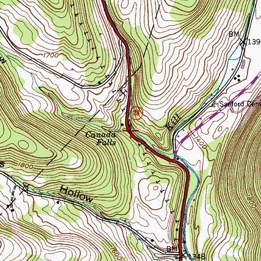 Topographic Map of Canada Hollow, NY