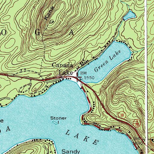Topographic Map of Canada Lake, NY