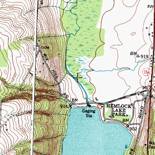 Topographic Map of Canadice Outlet, NY
