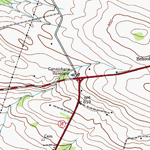 Topographic Map of Canajoharie Reservoir, NY