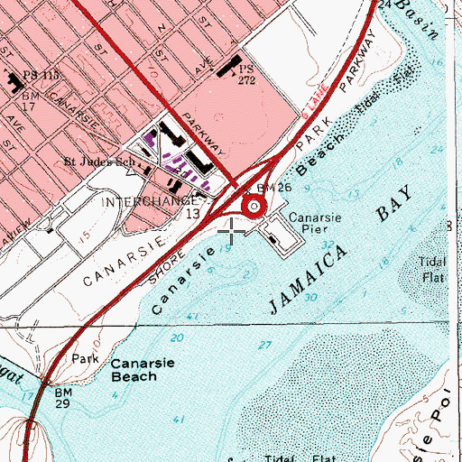 Topographic Map of Canarsie Beach, NY