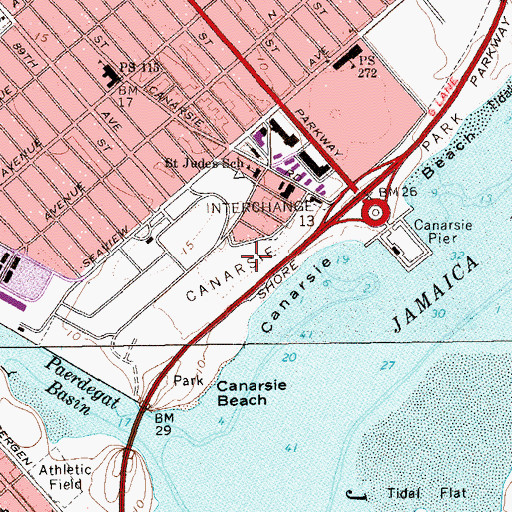 Topographic Map of Canarsie Beach Park, NY