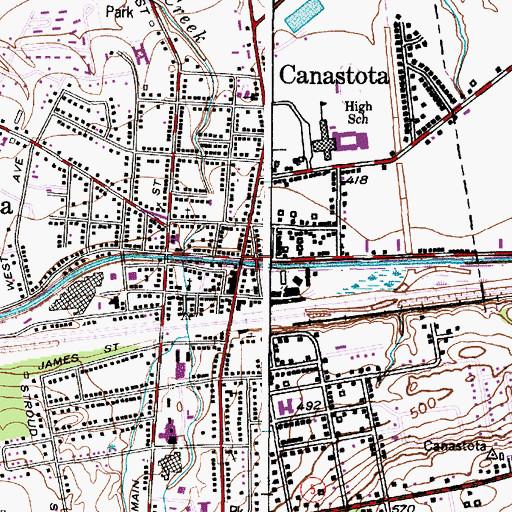 Topographic Map of Canastota, NY