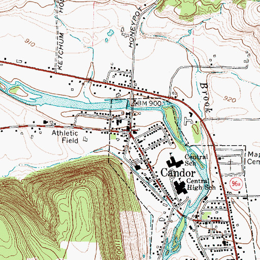 Topographic Map of Candor, NY