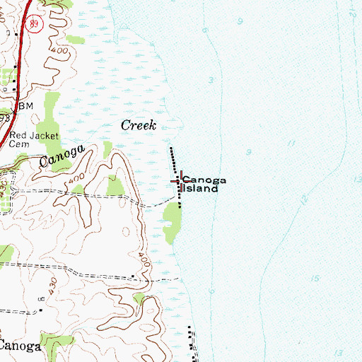 Topographic Map of Canoga Island, NY