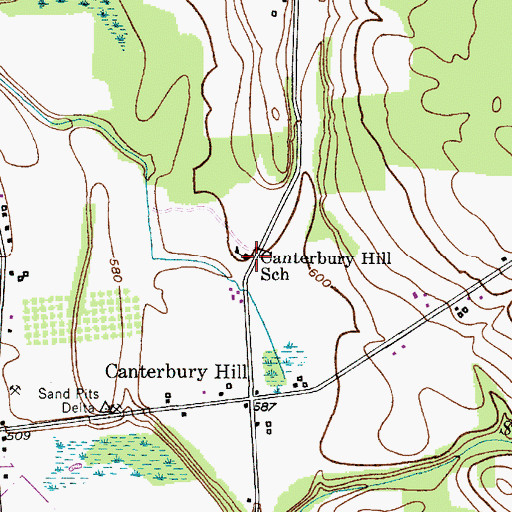 Topographic Map of Canterbury Hill School (historical), NY