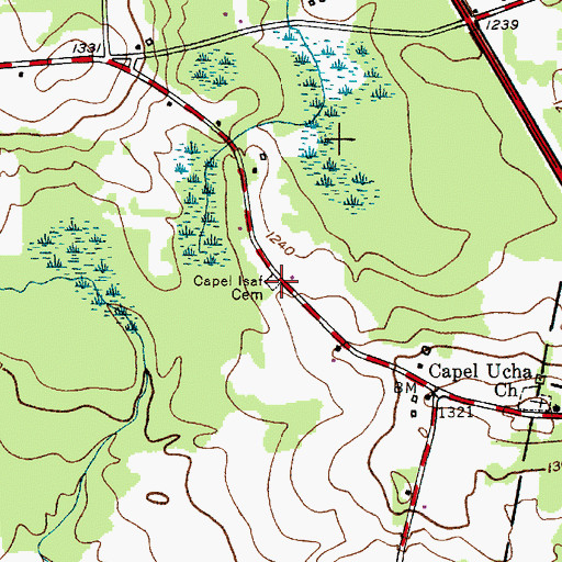 Topographic Map of Capel Isaf Cemetery, NY