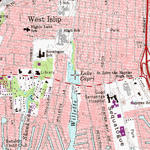 Topographic Map of Lake Capri, NY