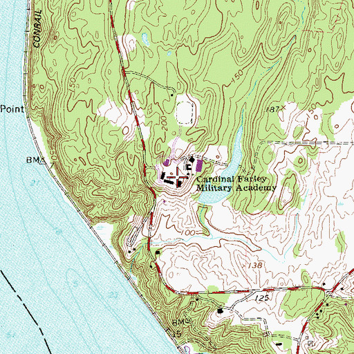 Topographic Map of Cardinal Farley Military Academy (historical), NY