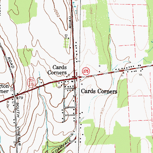 Topographic Map of Cards Corners, NY