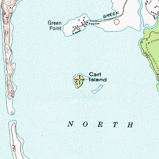 Topographic Map of Carl Island, NY