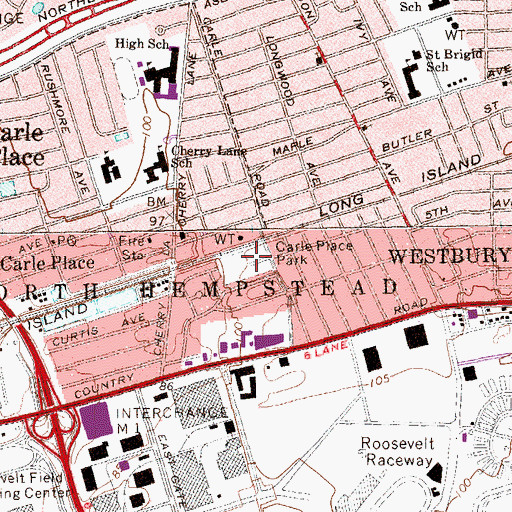 Topographic Map of Carle Place Park, NY