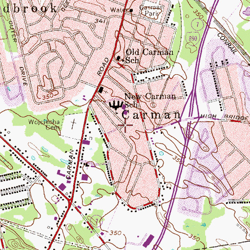Topographic Map of Carman, NY