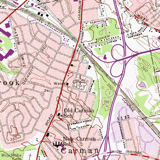 Topographic Map of Carman Park, NY