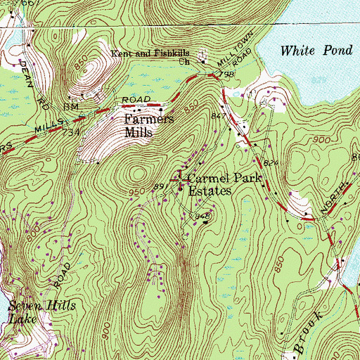 Topographic Map of Carmel Park Estates, NY