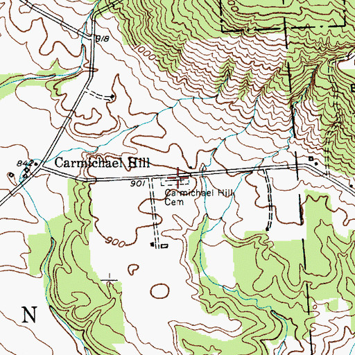 Topographic Map of Carmichael Hill Cemetery, NY