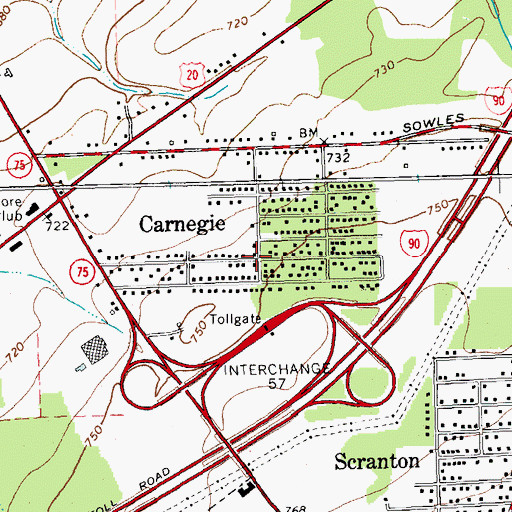 Topographic Map of Carnegie, NY