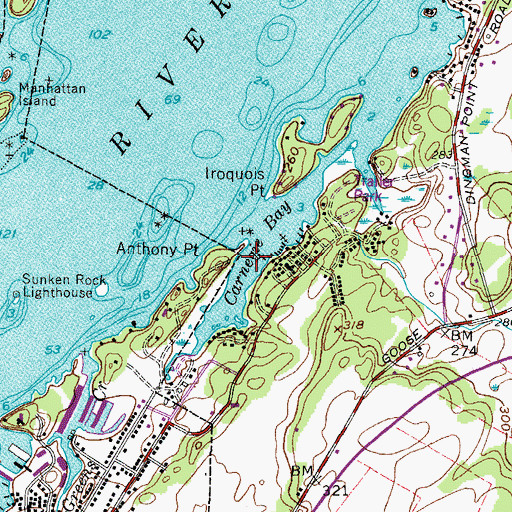 Topographic Map of Carnegie Bay, NY