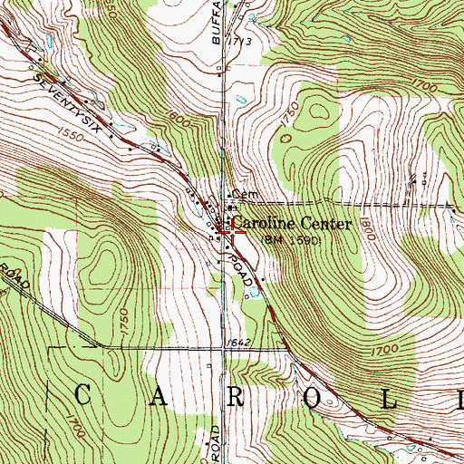 Topographic Map of Caroline Center, NY