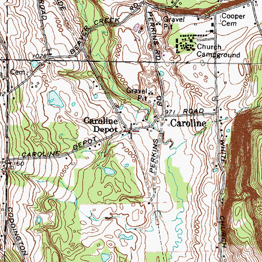 Topographic Map of Caroline Depot, NY