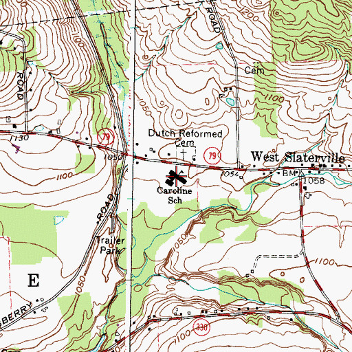 Topographic Map of Caroline Elementary School, NY