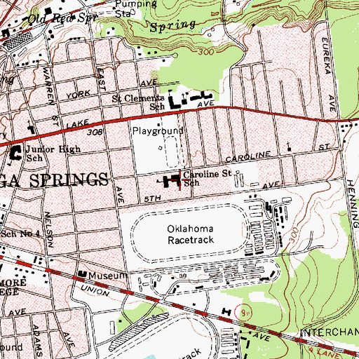 Topographic Map of Caroline Street Elementary School, NY
