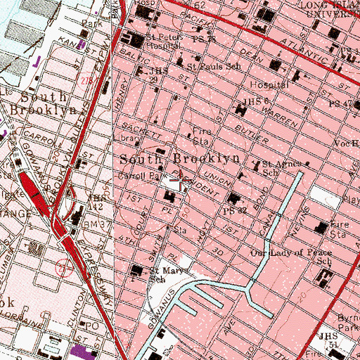Topographic Map of Carroll Park, NY