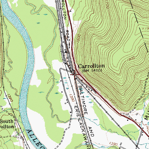 Topographic Map of Carrollton, NY